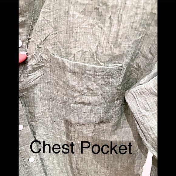 Mossy Green Cotton Gauze Tab Sleeve Shirt, 1 Chest Pocket, Ladies Size 4, EUC - Picture 4 of 5